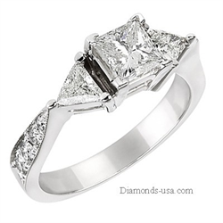 Picture of 3 stone diamond ring with triangle sides
