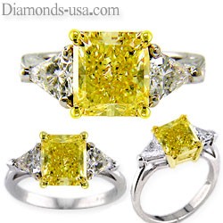 Engagement ring  with side triangle diamonds