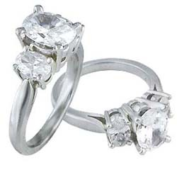 Picture of Oval cut three stone engagement ring
