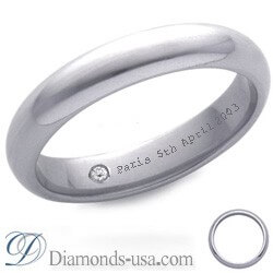Picture of Diamond and inscription wedding ring-3.7mm