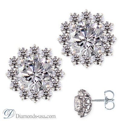 Cluster diamond stud earrings