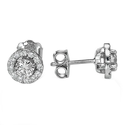 Halo earring stud settings, 0.31 carats side diamonds