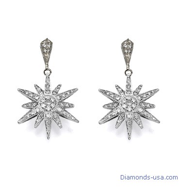 Star diamond earrings, 0.75 carats