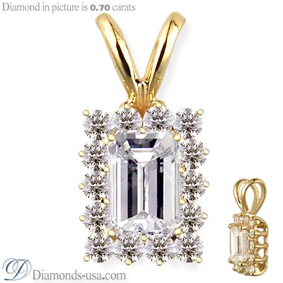 Colgante estilo Racimo para diamantes de corte Esmeralda o Radiante