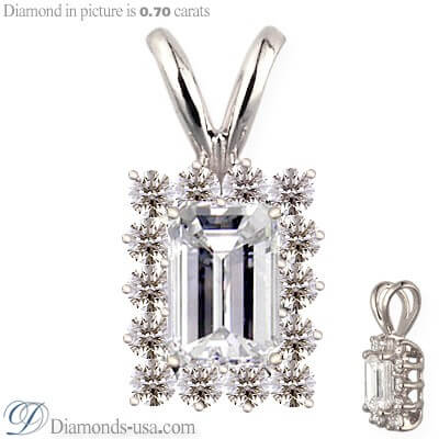Cluster pendant for Emerald or Radiant diamonds