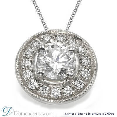 Halo Pendant for rounds with surrounding diamonds