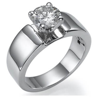 wide solitaire engagement ring