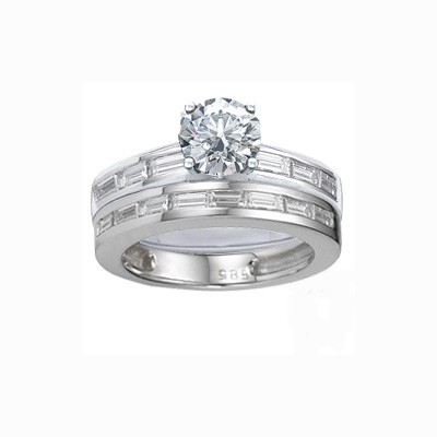 Baguette diamonds Bridal set rings