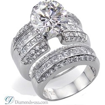 Bridal rings set, 2.25 carat side diamonds