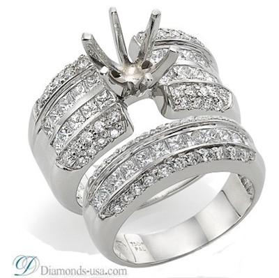 Bridal rings set, 2.25 carat side diamonds