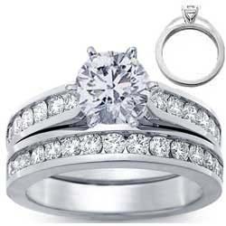 Bridal rings set, sides 1 carat round diamonds