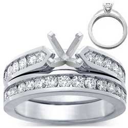 Bridal rings set, sides 1 carat round diamonds