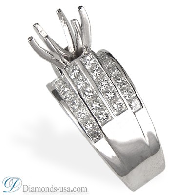 Bridal rings set,2.60 carat side princess diamonds