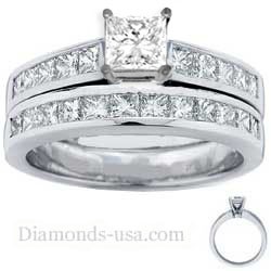 Bridal set, Princess accent diamonds 1.05 Cts