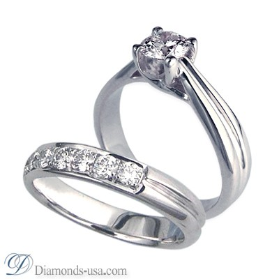 Juego de anillos nupciales CrissCross (entrecruzados), con diamantes laterales