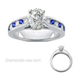 Round Diamonds and Sapphires bridal rings set