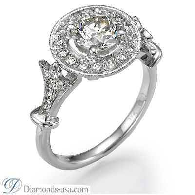 Victorian style bridal rings set, 0.90 carats