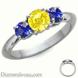 Picture of 1 carat sides Blue Sapphires Engagement ring
