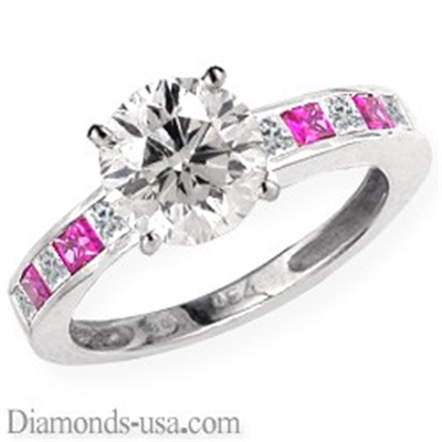 Diamonds & pink Sapphires engagement ring