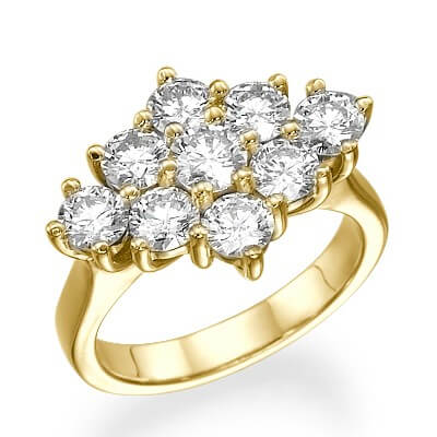 1.55 Carats 9 diamonds cluster dress ring