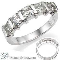 Picture of 5 Asscher diamonds Anniversary ring
