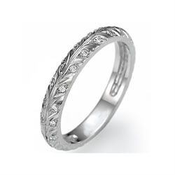 Picture of Hand engraved leaves motif matching wedding band