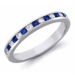 Picture of Diamond and Sapphires wedding band, 0.36Cts Tot