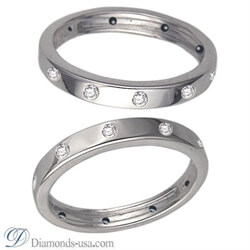 Picture of Flat surface diamond wedding ring, 3mm.
