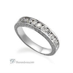 Picture of Hand Engraved wedding rings with round diamonds