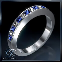 Picture of Wedding ring with diamonds and Royal Blue Sapphires