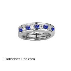 Picture of Wedding ring with round Diamonds and Sapphires