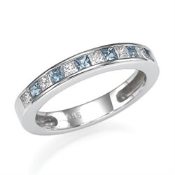 Picture of Wedding ring 8 Diamonds and Aquamarines