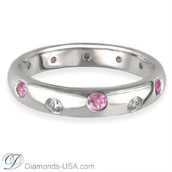 Picture of Wedding ring with 6 Diamonds & 6 Pink Sapphires