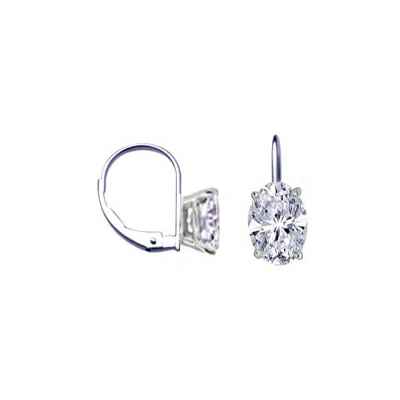 French wire locked hinged diamond earrings, Ovals