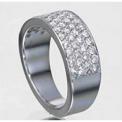 1 carats 4 diamond rows Pave set wedding ring