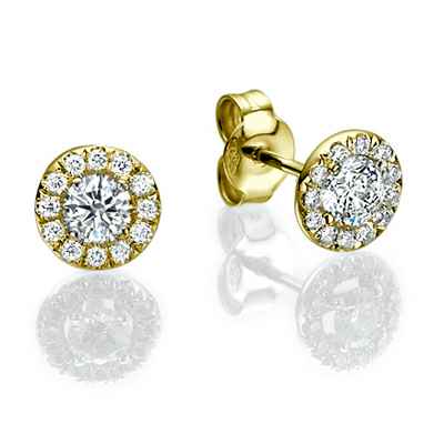 Halo diamond earrings, 0.25 Cts side diamonds