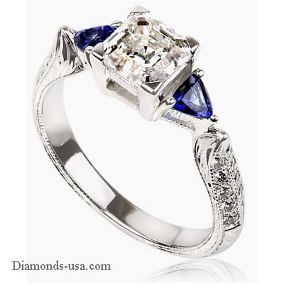 Vintage engagement ring, diamonds & Sapphires