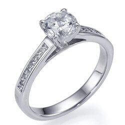 Picture of 3 mm cathedral engagement ring with side Princess