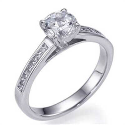 3 mm cathedral engagement ring with side Princess