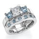 Picture of Aquamarines and diamonds bridal set