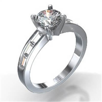 Baguette diamonds engagement ring