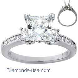 0.80 cts side princess diamonds engagement ring