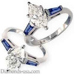 Accent Baguette Sapphires engagement ring settings