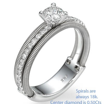 Contemporary spirals engagement ring