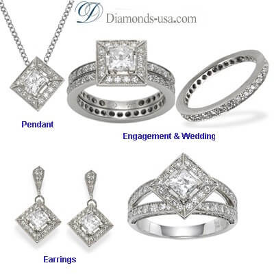 Desiners engagement ring, 0.46 carat side diamond