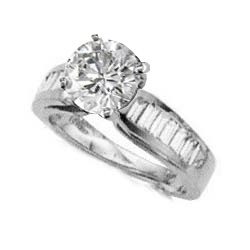 Engagement ring settings, side Baguettes 0.95 carat