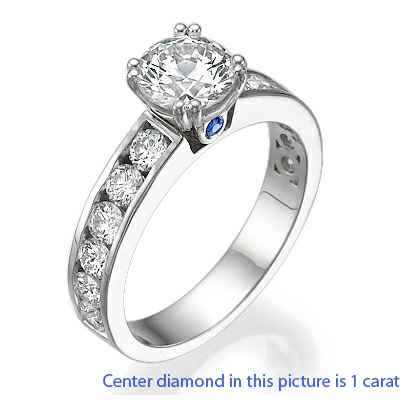 Engagement and wedding rings, 2.08 Cts side diamonds