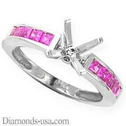 Engagement ring with pink Princess Sapphires