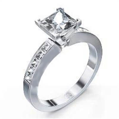 Engagement ring, 0.50 carat side Princess diamonds