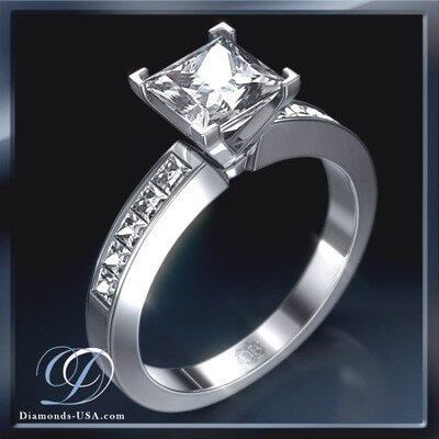 Engagement ring, 0.50 carat side Princess diamonds